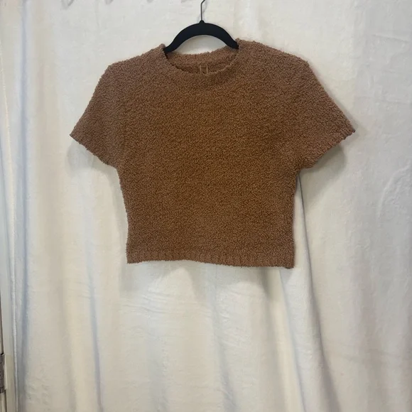 SKIMS Cozy Collection Cottagecore Brown Textured Crop Top - Picture 2 of 8